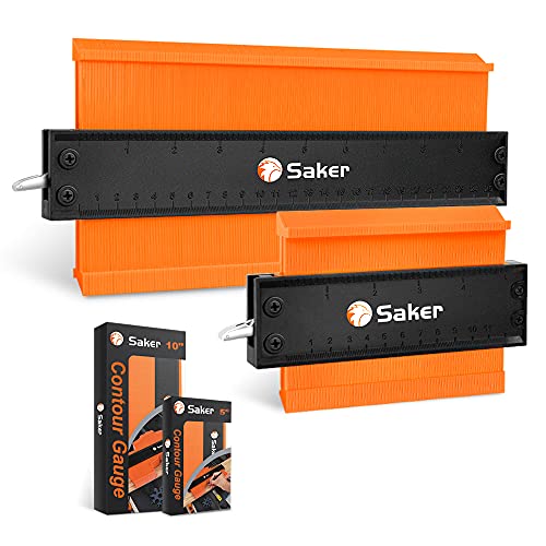 Saker Contour Gauge Duplication-Adjustable Lock-Precisely Copy Irregular Shape-Irregular Woodworking Tracing-Must Have Tool for DIY Handyman Men Husband Dad 10 Inch+5 Inch - style: 5+10inch Orange