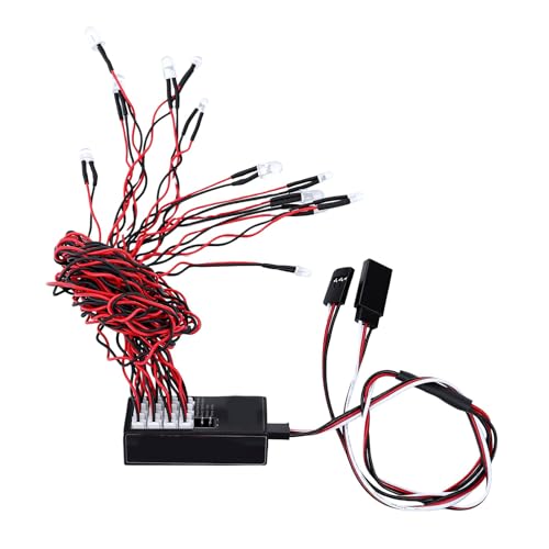 Drfeify RC Lights, 12 LED RC Lighting Kit Headlight Taillight Brake Light Turn Signal with Remote Control for 1/10 1/8 Car Truck Crawler