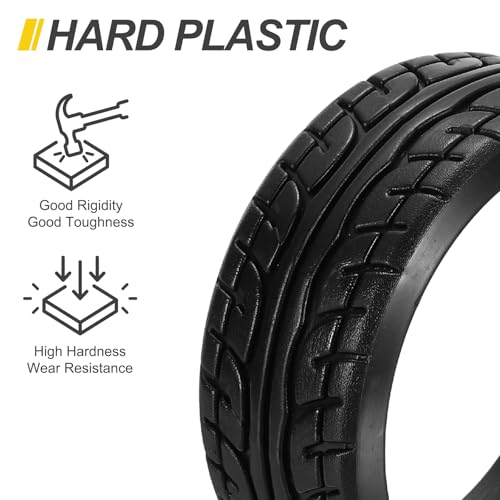 MECCANIXITY 2Pcs 1/10 RC On-Road Car Tyres, RC Drift Tire Hard Plastic Tyre Replacement for Remote Controlled Drifting Vehicles, Black