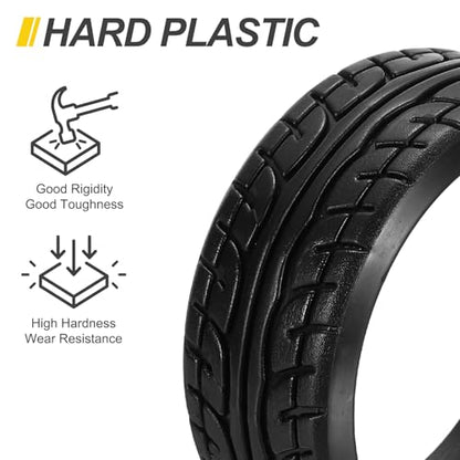 MECCANIXITY 2Pcs 1/10 RC On-Road Car Tyres, RC Drift Tire Hard Plastic Tyre Replacement for Remote Controlled Drifting Vehicles, Black