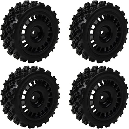 1/10 RC Rally Car Wheels Rims & Rubber Tires 12mm Hex Drive Hub for Tamiya TT-01 TT-02 TT-01E XV-01 DF-03 HPI HSP (Black) - color: Black