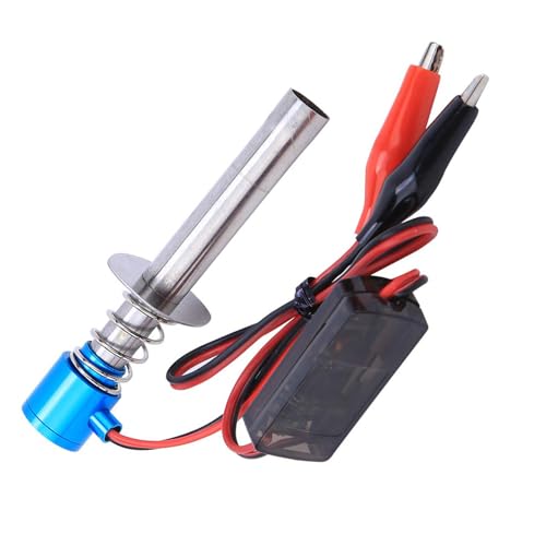 1/10 RC Electronic Glow Plug Starter Igniter 6V-24V 1/8 Nitro Engine Start Ignitor Tool Upgraded for 1:8 1:10 Scale Crawler Buggy Truck Car Boat Plane Helicopter HSP Traxxas Kyosho (Blue) - color: Blue