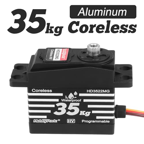 HobbyPark Waterproof RC Servo High Torque Coreless Motor Metal Gear Digital Servo for 1/8 1/10 RC Crawler SCX10 TRX4 RC Truck Short Course RC Car Buggy RC Basher Bashing (35kg Torque)