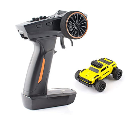 1:76 Turbo Racing Scale RC Sport Car, Table Racing Remote Control Mini Model Car Full Proportional RTR Kit Toys (Monster Truck Yellow) - color: Monster Truck Yellow
