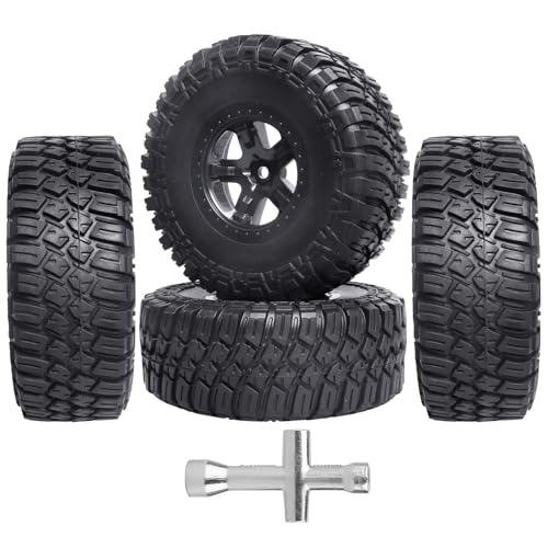 4.72 inches 120mm RC Short Course Tires and Wheels 12mm Hex for 1/10 Traxxas Slash 2WD Slash 4x4 Losi SCT Redcat Blackout SC, Set of 4 (Type 2)