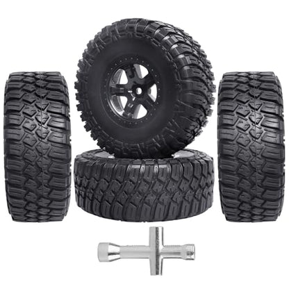 4.72 inches 120mm RC Short Course Tires and Wheels 12mm Hex for 1/10 Traxxas Slash 2WD Slash 4x4 Losi SCT Redcat Blackout SC, Set of 4 (Type 2)