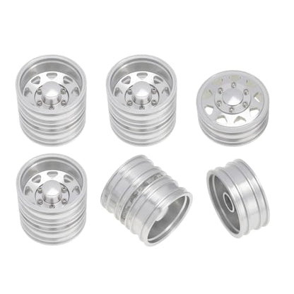 RC Replacement Parts for Tamiya 1/14 6PCS Wheel Tire Complete Set Metal Front and Rear Hub RC Trailer Tractor Truck Car Upgrade Parts