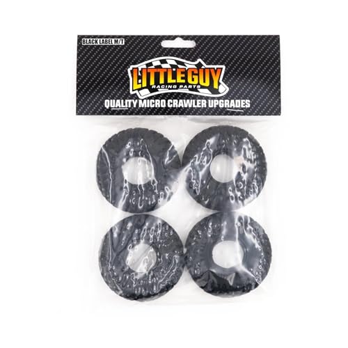 Little Guy Racing Parts Black Label M/T (63mm) 1.0 Inch Tires Compatible with 1/24 RC Axial SCX24, RGT, Element, Enduro, URUAV (4 Tires per Order), Black, 63mmx21mmR1 + Free LGRP Sticker