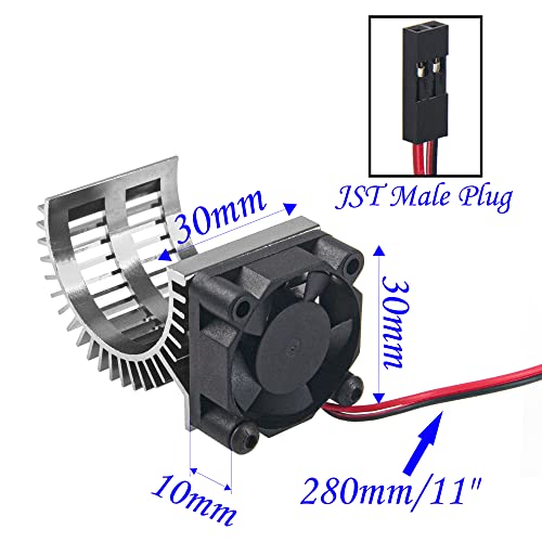 RC Motor Heatsink 540 545 550 Brushless Brushed Electric Engine Heat Sink with 5-6V Cooling Fan Compatible with Traxxas HSP HPI Wltoys Himoto Axial Tamiya 1/10 RC Crawler Truck Car (Silver) - color: Silver