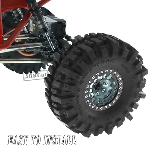 RC 1.9 Beadlock Wheels and Tires for 1/10 SCX10 SCX10 II 90046 SCX10 III AXI03007 SCX10 Pro TRX4 TRX6 Gen7/8 D90 VS4-10 RC Crawler Car,Aluminum 1.9 Beadlock Wheel Rims and Tires,Titanium - color: Titanium for Axial SCX10