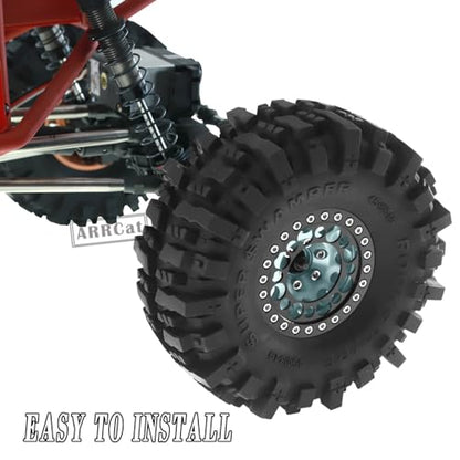 RC 1.9 Beadlock Wheels and Tires for 1/10 SCX10 SCX10 II 90046 SCX10 III AXI03007 SCX10 Pro TRX4 TRX6 Gen7/8 D90 VS4-10 RC Crawler Car,Aluminum 1.9 Beadlock Wheel Rims and Tires,Titanium - color: Titanium for Axial SCX10