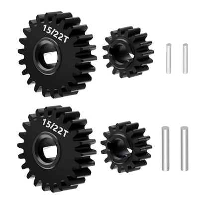 RC Steel 13/24T,14/23T,15/22T Overdrive & Underdrive Portal Gears Set for Redcat Ascent-18 1/18 Rock Crawler Car Upgrade Parts - size: 15+22T