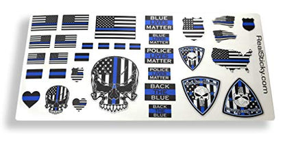 1:10 Scale Police Thin Blue Line RC Sticker Sheet – 33 Die-Cut Vinyl Decals for RC Cars, Trucks & Dioramas