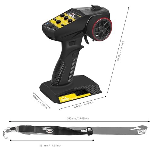 RC Radio System 4CH 2.4G RC Transmitter with Receiver and Lanyard Anti-Jamming Remote Controller for RC Car Crawler Boat, Yellow - color: Yellow