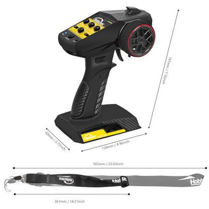 RC Radio System 4CH 2.4G RC Transmitter with Receiver and Lanyard Anti-Jamming Remote Controller for RC Car Crawler Boat, Yellow - color: Yellow