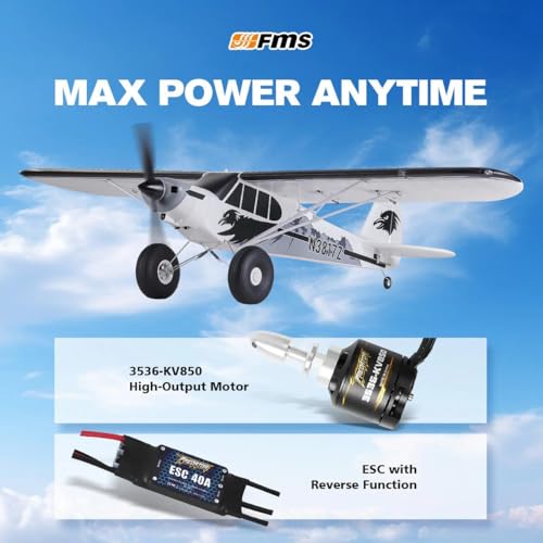 Fms RC Airplane Piper PA-18 Super Cub 1300MM (52") – Remote Control Airplane for Adults & Beginners, 6-Channel RTF with Reflex V3 Stabilization System, Included Transmitter, Receiver & Charger