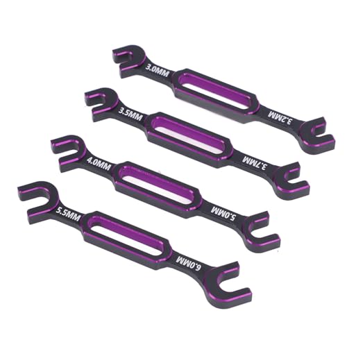 4PCS RC Wrench, Premium Aluminum Alloy Turnbuckle Nut Ball Joint Remover Tool with 3.0 3.2 .5 .7 4.0 5.0 6.0mm Sizes, for RC Car Boat Drone Crawler Truck DIY (Purple) - color: Purple