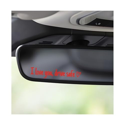 3 PCS I Love You Drive Safe Mirror Sticker, Cute Drive Reminder Windshield Decal Self Affirmation Decoration, Waterproof Safe Driving Rearview Mirror Sticker for Girls Women (Red) - color: Red