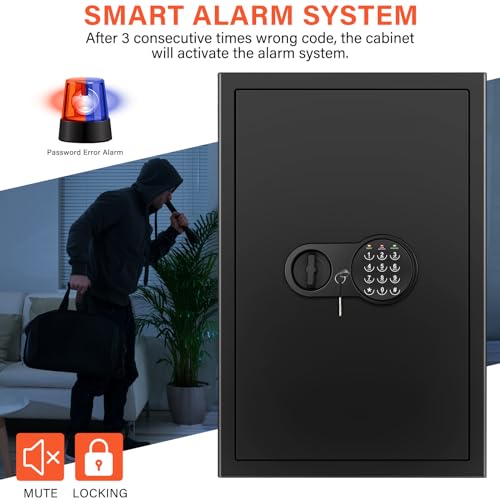 23.62'' Tall Extra Large Home Safe Box, Safe with Fireproof Waterproof Document Bag, Digital Keypad and 3 Removable Steel Shelves, Security Box for Money Medicines Jewelry Valuables - size: 5.0 Cubic Feet