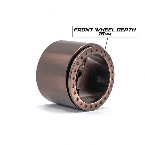 1UP Wheels 1.0" Island Ultra Wide Premium Wheels | Burnt Bronze | for Axial SCX24, AX24, Traxxas TRX4-M, Redcat Ascent-18, FMS FCX18, 7mm Hex Vehicles - Aluminum Beadlock Wheels - color: Burnt Bronze