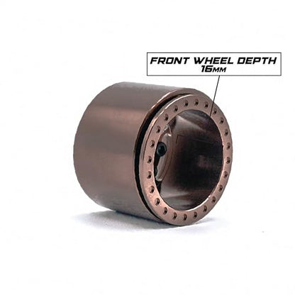 1UP Wheels 1.0" Island Ultra Wide Premium Wheels | Burnt Bronze | for Axial SCX24, AX24, Traxxas TRX4-M, Redcat Ascent-18, FMS FCX18, 7mm Hex Vehicles - Aluminum Beadlock Wheels - color: Burnt Bronze