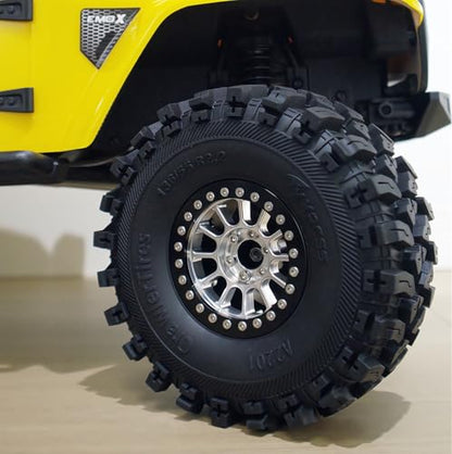 348g Weighted RC 2.2 Beadlock Wheels & Tire Set (4-Piece) Upgrades Accessories Rims for 1/10 SCX10 Wheels TRX4RC4WD and D90 RC Crawler Axial Remote Control Car 4pcs (Silver & Black) - color: Silver & Black