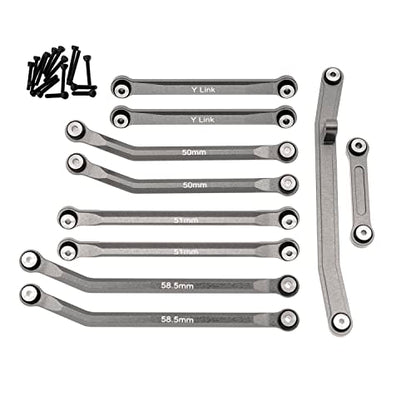 High Clearance Links Set Steering Rod Tie for AXIAL 1/24 SCX24 AXI00001 C10 AXI00002 Wrangler JLU AXI00006 Bronco Upgrades RC Crawler Car - color: Titanium