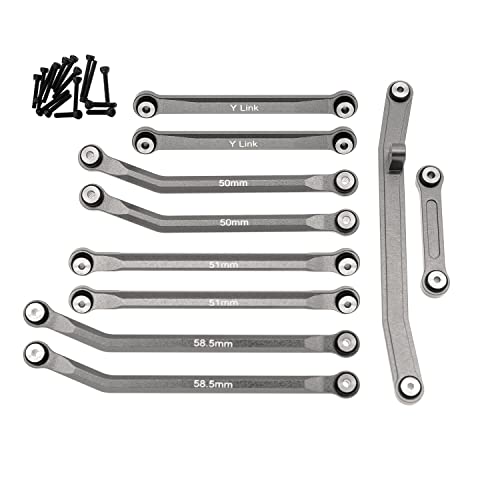 High Clearance Links Set Steering Rod Tie for AXIAL 1/24 SCX24 AXI00001 C10 AXI00002 Wrangler JLU AXI00006 Bronco Upgrades RC Crawler Car - color: Titanium