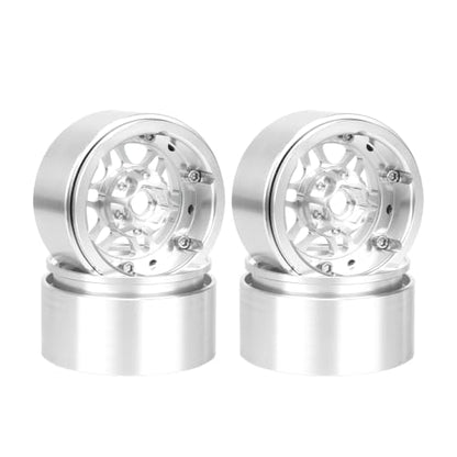4PCS 1.9" Beadlock Wheel Rims Offset-10mm Aluminum Alloy Metal Wheel Hub for 1/10 RC Rock Crawler Car for Axial SCX10 TRX4 TRX6 D90 D110 Upgrade Accessories (Silver) - color: Silver