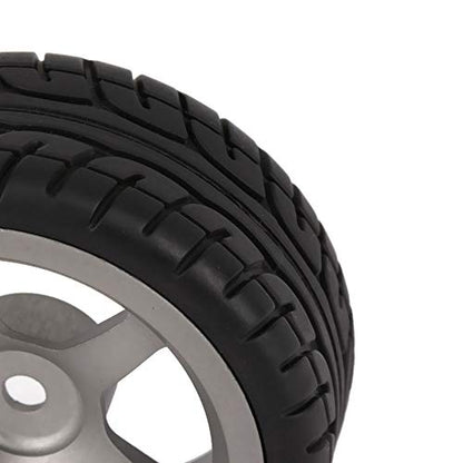 2.44 Inch Diameter Black Plastic Drift Tires & Grey Aluminum Alloy 5 Spoke Wheel Rim for RC 1:10 Car