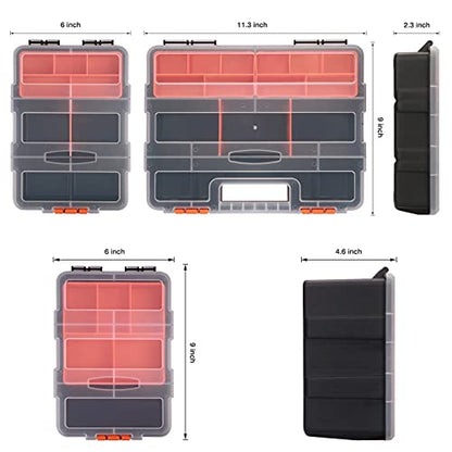 CASOMAN Hardware & Parts Organizers, 4 Piece Set Toolbox, Compartment Small Parts Organizer, Versatile and Durable Storage Tool Box - size: 4 Piece Set, Black/Orange