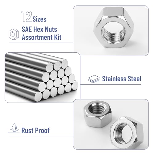 Mr. Pen- SAE Hex Nuts Assortment Kit, 405 pcs, Stainless Steel