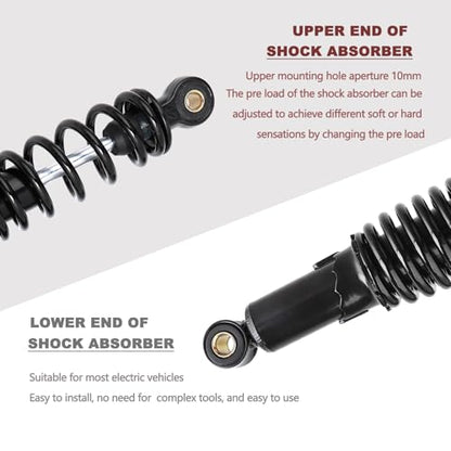 Minho Dual Rear Shock Absorbers with Adjustable Spring Preload in Heavy Iron Material Compatible with Chinese GY6 4-Stroke Engine Taotao ATV Go Kart,Black Color,310MM Length - size: 310mm