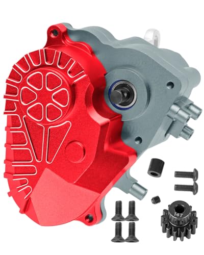 RC Transmission Gearbox Upgrades Part for 1/10 SCX10 AXI03004 Capra 1.9 UTB,Aluminum Complete Transmission Case Hops Up,Red-Titanium - color: Red-titanium-(rc Upgrades Part）