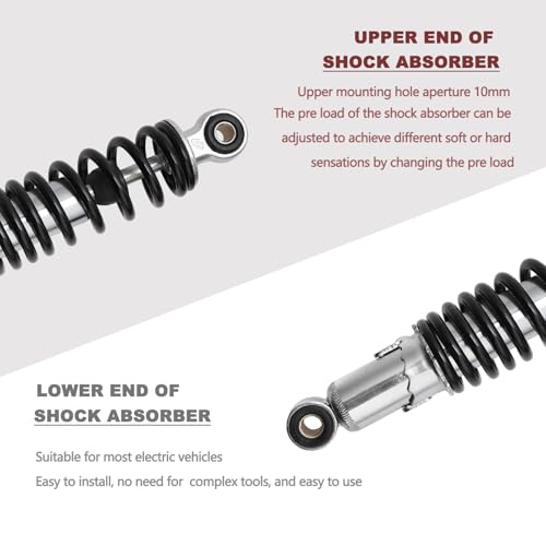 Minho Dual Rear Shock Absorbers with Adjustable Spring Preload in Heavy Iron Material Compatible with Chinese GY6 4-Stroke Engine Taotao ATV Go Kart,Black Color,270MM Length - size: 270mm
