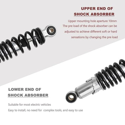 Minho Dual Rear Shock Absorbers with Adjustable Spring Preload in Heavy Iron Material Compatible with Chinese GY6 4-Stroke Engine Taotao ATV Go Kart,Black Color,270MM Length - size: 270mm