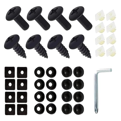 8 PCS License Plate Screws Kit, Rustproof Front Rear License Plate Mounting Fixing Screws, 304 Stainless Phillips Steel Bolts Fastener, Universal for Most Cars, Trucks, SUVs (Black/M6)