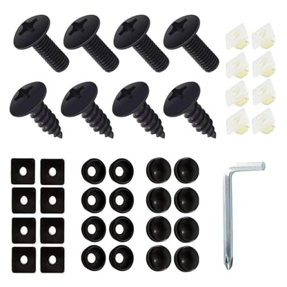 8 PCS License Plate Screws Kit, Rustproof Front Rear License Plate Mounting Fixing Screws, 304 Stainless Phillips Steel Bolts Fastener, Universal for Most Cars, Trucks, SUVs (Black/M6)