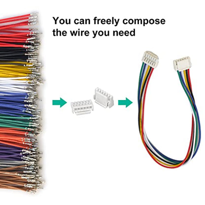 JST Connector Kit 1.25mm Pitch JST-GH 1.25 Connector with Premium 28AWG Pre-Crimped Cables,GH 1.25mm Connector 2/3/4/5/6/7/8/9/10 Pin Housing (GH-Kit) - size: JST-1.25MM-GH