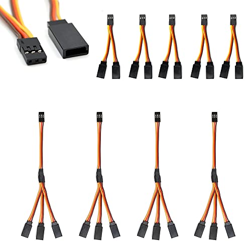 9 Pcs JR/Futaba Style Servo Y Harness Leads Splitter Cable Male to Female Extension Lead Wire for RC Airplane Cars Models