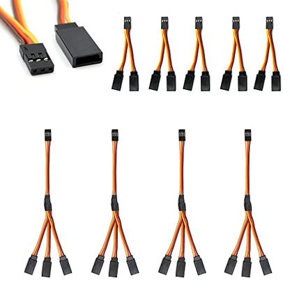 9 Pcs JR/Futaba Style Servo Y Harness Leads Splitter Cable Male to Female Extension Lead Wire for RC Airplane Cars Models