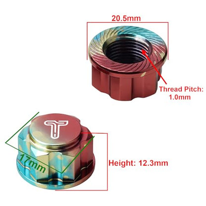 4PCS Splash Anodizing Aluminum 17mm Hex Wheel Nut Center Cap for 1/10 Scale Arrma Losi HSP Redcat 1/8 RC Car Monster Truck(1.0mm Thread Pitch)