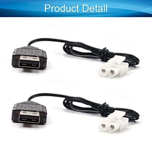 Heyiarbeit L6.2-2P USB Power Charging Cable for RC Car 4.8 V 250mA Ni-MH Ni-CD Battery 2pcs - size: L6.2-2P 2Pcs