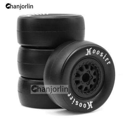 1/10 RC Short Course Racing Truck Tires and Plastic Wheels 12mm Hex Off Road Drag Smooth Tyres OD 105mm for 1:10 Truck Car TRAXXAS Slash 4X4 2WD Redcat Rc4wd Axia ARRMA SENTON 3S Losi 4PCS
