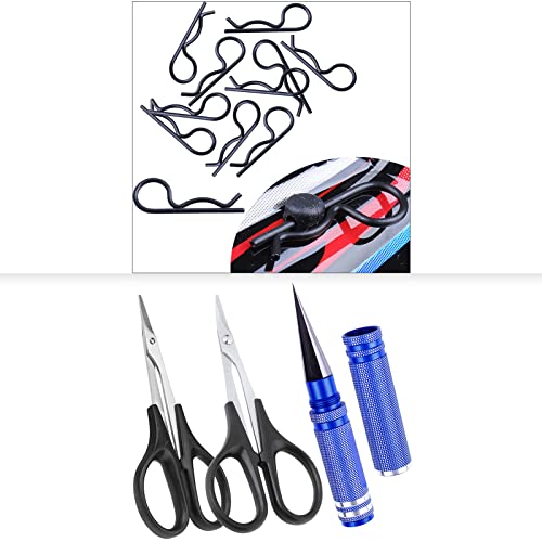 RC Body Reamer with Curved & Straight Scissors & RC Body Clips (100PCS) for All 1/10 1/12 Scale RC Car