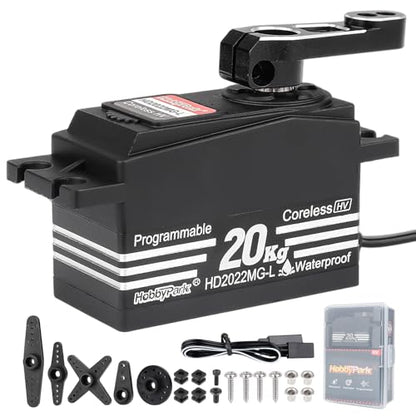 HobbyPark Low Profile Servo 0.06sec Ultra Fast Speed Steering Servo 20kg fit 1/8 1/10 RC Touring Cars Drift for Tamiya TT02 HPI RS4 Kyosho Fazer Mk2 MST Traxxas 4Tec XRAY Yokomo Team Associated Xpress