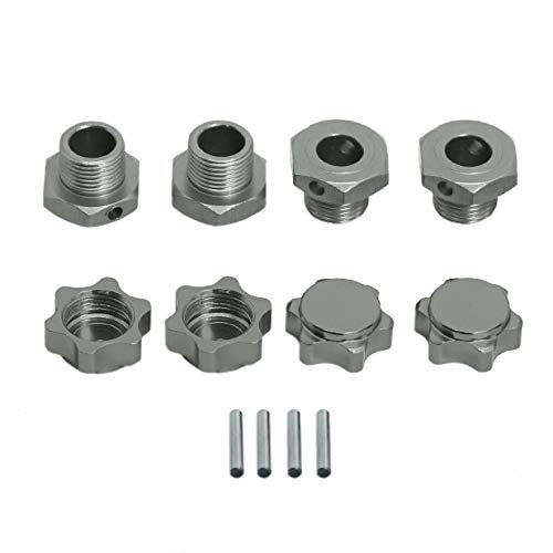 4PCS Vgoohobby M17 17mm Aluminum Capped Wheel Hex Hubs Adapter Anti-Dust Cover Nuts Compatible with HPI HSP Traxxas Himoto Axial Kyosho Redcat Tamiya 1/8 RC Car,Titanium