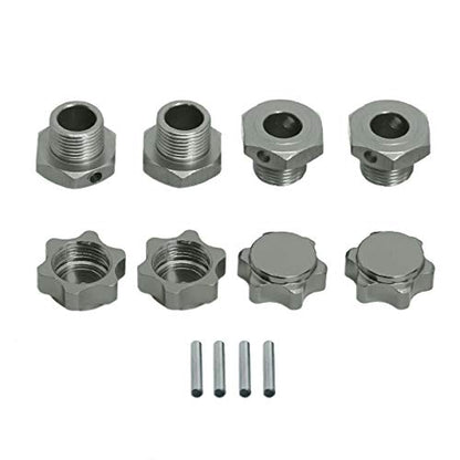 4PCS Vgoohobby M17 17mm Aluminum Capped Wheel Hex Hubs Adapter Anti-Dust Cover Nuts Compatible with HPI HSP Traxxas Himoto Axial Kyosho Redcat Tamiya 1/8 RC Car,Titanium