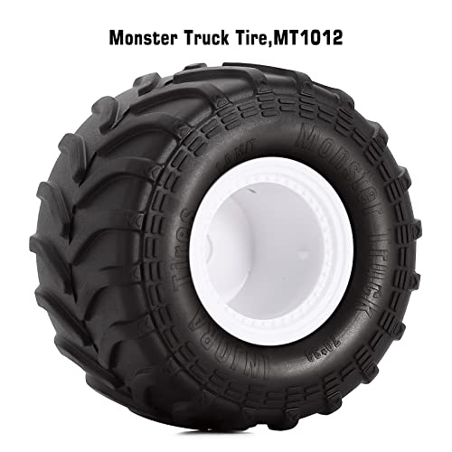 INJORA Monster Truck Wheel Rim Tires Set White Tires for 1/24 RC Crawler Car Axial SCX24 Bronco Gladiator C10 JLU Deadbolt B17 FMS FCX24 and TRX4MT,70 * 38mm,MT1012 - color: White