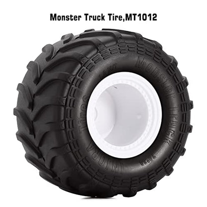 INJORA Monster Truck Wheel Rim Tires Set White Tires for 1/24 RC Crawler Car Axial SCX24 Bronco Gladiator C10 JLU Deadbolt B17 FMS FCX24 and TRX4MT,70 * 38mm,MT1012 - color: White